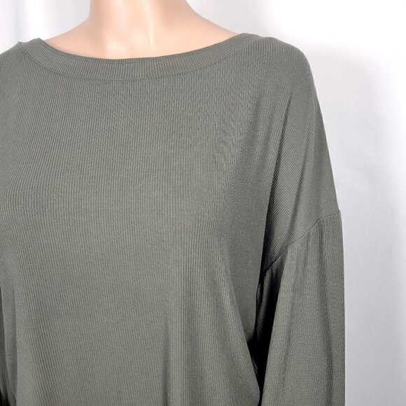 Free People Women's Shimmy Shake Dark Green Ribbed Oversized Top V Back Size XS - Picture 4 of 12